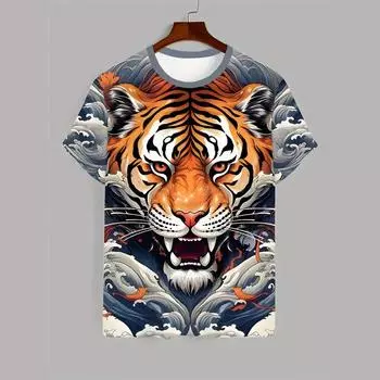 Смешные мужские футболки с 3D-принтом животных, повседневные топы с коротким рукавом, мужская одежда больших размеров, уличная мода, пуловер S