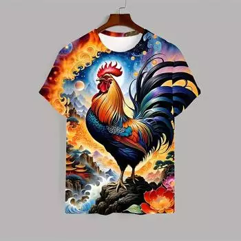Смешные мужские футболки с 3D-принтом животных, повседневные топы с коротким рукавом, мужская одежда больших размеров, уличная мода, пуловер S