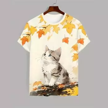 Смешные мужские футболки с 3D-принтом животных, повседневные топы с коротким рукавом, мужская одежда больших размеров, уличная мода, пуловер L