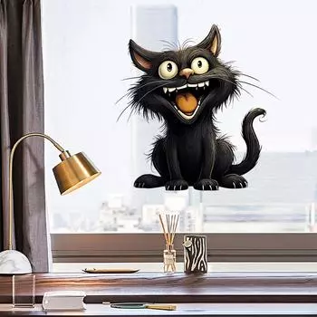 Смешные наклейки на стену с изображением черного кота, наклейки на окна, двери, спальни и гостиной 30x30CM чёрный