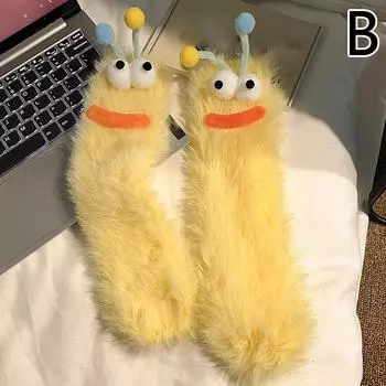 Смешные носки осень-зима коралловый флис носки-тапочки носки для сна для пар пушистые носки смешные 3D рождественские мультяшные глаза пушистые носки