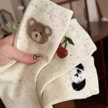 Смешные носки с героями мультфильмов, женские носки средней длины, модные осенние и зимние носки из пряжи, интересные идеи, универсальные носки one size