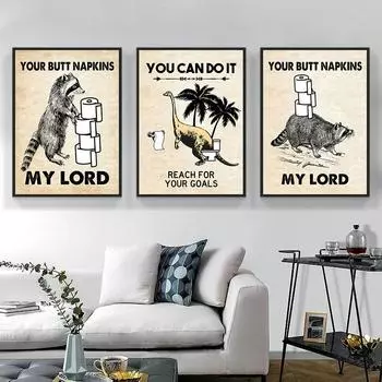 Смешные постеры и принты для ванной комнаты Милый кот Ты какаешь Картины на холсте Настенные картины для туалетной комнаты Домашний декор Cuadros 21x30cm No Framed