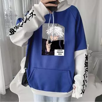 Смешные японские аниме Tokyo Revengers Senju Kawaragi Harajuku толстовки мужские и женские с длинным рукавом осень-зима пэчворк толстовки XS чёрный