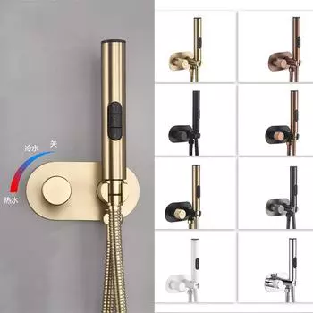 Смеситель для биде из матового розового золота, скрытый смеситель для горячей и холодной воды с ручным пистолетом-распылителем на 3 функции, аксессуары для самоочистки ванной комнаты