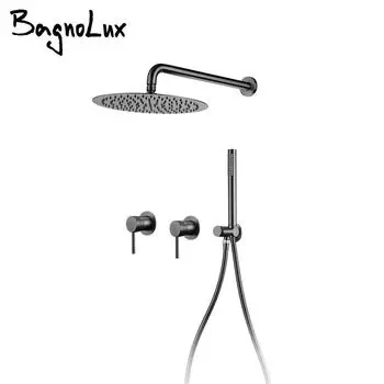 Смеситель для душа из матового золота 8-16 дюймов, настенный смеситель для душа с горячей и холодной водой, 2 ручки, настенный смеситель для душа, кран для ванной комнаты 8 inch