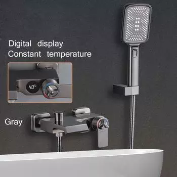 Смеситель для душа в ванной комнате, хромированный цифровой дисплей, смеситель для тропического душа, ванны, настенное крепление для ванны, смеситель для душа, смеситель для душа в ванной комнате Digital display чёрный