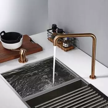 Смеситель для кухни Bagnolux Golden с одним стержнем, керамический клапан с сердечником для горячей и холодной воды, кухонный смеситель гостиничного типа с управлением моряком чёрный