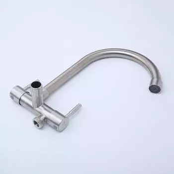 Смеситель для кухни из нержавеющей стали 304, настенный горизонтальный однорычажный смеситель для холодной воды с двумя переключателями