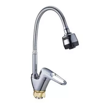 Смеситель для кухни с гибким изливом Поворотный поворотный излив One Size серебряный