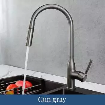 Смеситель для кухни с выдвижным носиком, вращающиеся пружинные смесители, латунный смеситель, краны для горячей и холодной воды с выдвижным распылителем, хром AS THE PICTURE