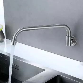 Смеситель для кухонной мойки, смеситель для плиты, настенный поворотный однорычажный кран из нержавеющей стали, смеситель для ванной комнаты