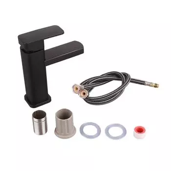 Смеситель для кухонной раковины с холодной и горячей водой, пластиковый квадратный, черный для ванной комнаты, кухни, отеля