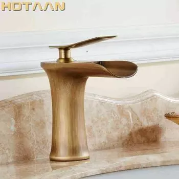 . Смеситель для раковины, античный латунный водопад, смеситель для раковины, кран для ванной комнаты, Torneira YT-5086