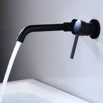 Смеситель для раковины BAKALA, смеситель для ванны, настенный кран для раковины, латунь, матовый черный, с одной ручкой, горячая и холодная вода белый