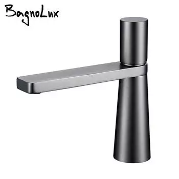 Смеситель для раковины, бронзовый кран для ванной комнаты, круглый, с одной ручкой, с одним отверстием, для горячей и холодной воды, смеситель для раковины, устанавливаемый на бортике