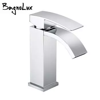 Смеситель для раковины для ванной комнаты, хромированный латунный квадратный стеклянный водопадный смеситель Torneiras Banho E Cozinha для ванны Chrome