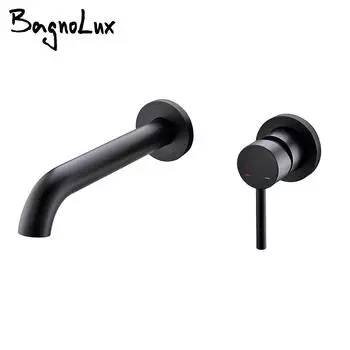 Смеситель для раковины из бронзы, встраиваемый в коробку, смеситель для горячей и холодной воды, настенный смеситель для ванной комнаты, латунный встраиваемый комплект 18CM