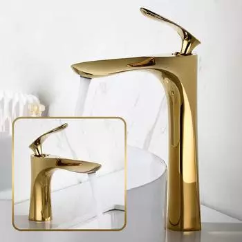 Смеситель для раковины из сплава, смеситель для холодной и горячей воды, водопадный кран, золотой, монтируемый на бортике, унитаз, умывальник, смесители для туалетного столика