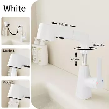 Смеситель для раковины Корея Ванная комната Поворотный кран Ванная Раковина Кран Смеситель Смеситель Смеситель для раковины белый