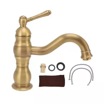 Смеситель для раковины, медный, ретро, промышленный, с одной ручкой, смесительный кран для холодной и горячей воды для ванной комнаты