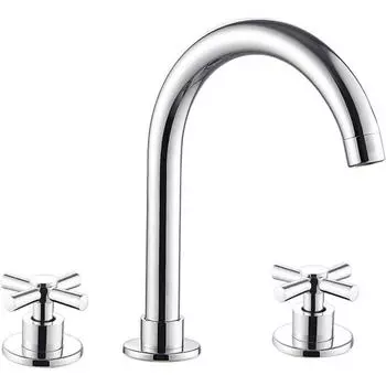 Смеситель для раковины с 3 отверстиями, хромированный, латунный, смеситель для раковины, смеситель для ванной комнаты, 3 отверстия, хром Silver