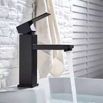 Смеситель для раковины с водопадом и одним отверстием, смеситель для раковины из нержавеющей стали чёрный