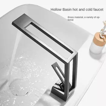 Смеситель для раковины серого цвета с одной ручкой, столешница для раковины, раковина для ванной комнаты, столешница для раковины, смеситель для гостиницы полностью из меди