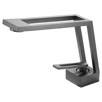 Смеситель для раковины в скандинавском стиле Rozin, 4 цвета, квадратный, с вырезанным узором, черный, смесители для раковины в ванной, смеситель для холодной и горячей воды, монтируемый на бортик серый