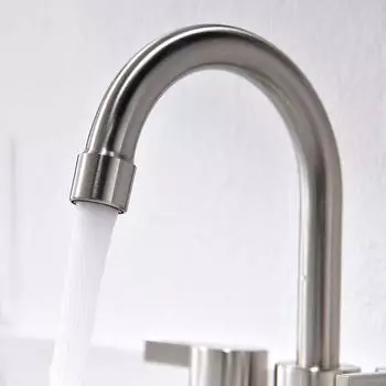 Смеситель для раковины в ванной, 3 отверстия, 2 ручки, центральное крепление, без свинца, с медным сливным клапаном (Матовый никель) серебряный