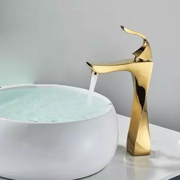 Смеситель для раковины в ванной комнате, монтируемый на бортике, золотистый хром, смесители для горячей и холодной воды, однорычажные смесители для раковины