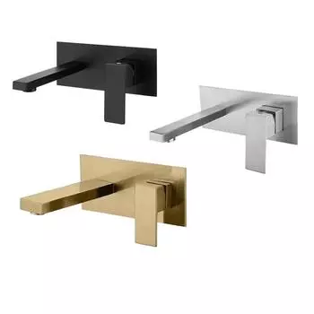 Смеситель для раковины в ванной комнате, настенный смеситель для горячей и холодной воды, современный стиль, встраиваемые краны для раковины из нержавеющей стали 304 серебряный