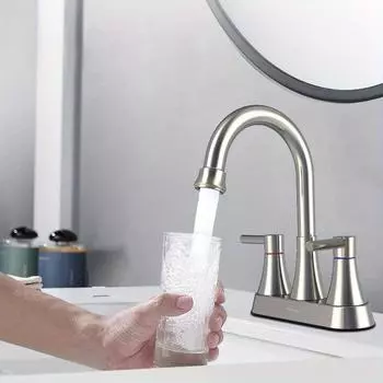 Смеситель для раковины в ванной комнате с выдвижным сливом, поворотная насадка на 360°, нержавеющая сталь, бессвинцовый смеситель для раковины с 2 линиями подачи воды, для раковин в ванной комнате серебряный
