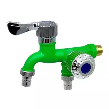 Смеситель для стиральной машины, кран для швабры с одним входом и двумя выходами, кран для бассейна, садовый кран, инструмент (зеленый)