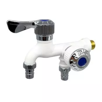 Смеситель для стиральной машины, кран для швабры с одним входом и двумя выходами, кран для бассейна, садовый кран, инструмент (белый)