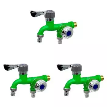 Смеситель для стиральной машины, кран для швабры с одним входом и двумя выходами, кран для бассейна, садовый кран, инструмент (зеленый)