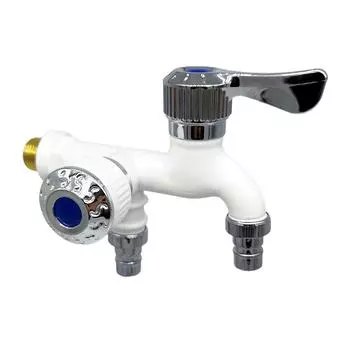 Смеситель для стиральной машины, кран для швабры с одним входом и двумя выходами, кран для бассейна, садовый кран, инструмент (белый)