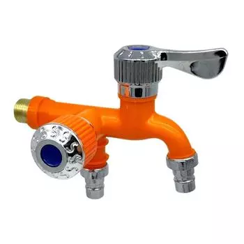 Смеситель для стиральной машины, кран для швабры с одним входом и двумя выходами, кран для бассейна, садовый кран, инструмент (оранжевый)