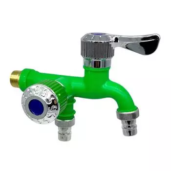 Смеситель для стиральной машины, кран для швабры с одним входом и двумя выходами, кран для бассейна, садовый кран, инструмент (зеленый)