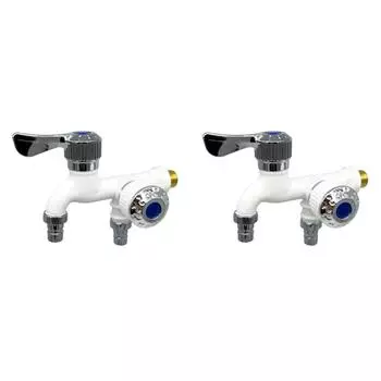 Смеситель для стиральной машины, кран для швабры с одним входом и двумя выходами, кран для бассейна, садовый кран, инструмент (белый)