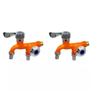 Смеситель для стиральной машины, кран для швабры с одним входом и двумя выходами, кран для бассейна, садовый кран, инструмент (оранжевый)