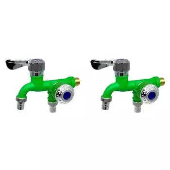 Смеситель для стиральной машины, кран для швабры с одним входом и двумя выходами, кран для бассейна, садовый кран, инструмент (зеленый) Q