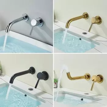 Смеситель для умывальника с поворотом на 360°, смеситель для умывальника для ванной комнаты, водопад, встраиваемый смеситель для ванной комнаты золотой