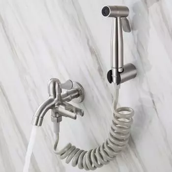 Смеситель для унитаза и биде из нержавеющей стали 304, настенный ручной пистолет-распылитель для ванной комнаты, ручной распылитель, душевая лейка, самоочищающаяся