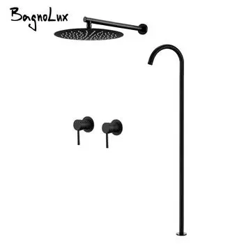 Смеситель для ванной комнаты, 8-12 дюймов, душевая головка, матовый черный, смеситель для душа, 2 латунных переключателя управления, кран для горячей и холодной воды, двухпозиционный душ