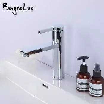 Смеситель для ванной комнаты Bagnolux Brass Chrome Deck Mounted Single Hole And Handle Hot Cold Sink Faucet Basin Faucet Water Tapware