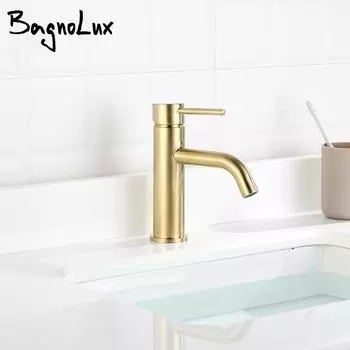Смеситель для ванной комнаты Bagnolux Brass GOLD с одним отверстием для монтажа на бортике, с одной ручкой, для горячей и холодной воды, для раковины, для раковины, для умывальника, для ванной комнаты, для умывальника