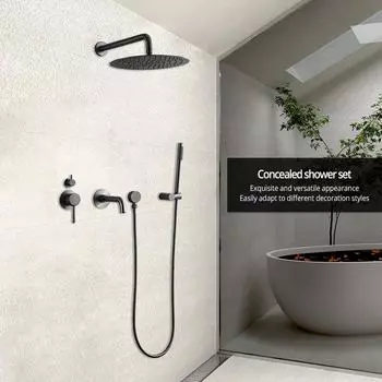 Смеситель для ванной комнаты, душевая система, набор из 3-функционального смесителя для душа, переключающий клапан, бронзовый цвет, 8-16 дюймов, настенный смеситель для душа с дождевой головкой 8 inch