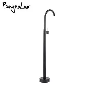 Смеситель для ванной комнаты, матовый черный, для ванны, для душа, круглый, напольный, смеситель с одной ручкой, для горячей и холодной воды, Bagnolux