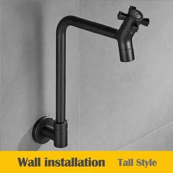 Смеситель для ванной комнаты настенный из нержавеющей стали черный раковина для раковины вращающийся кран кухонный кран для воды A-20BLK